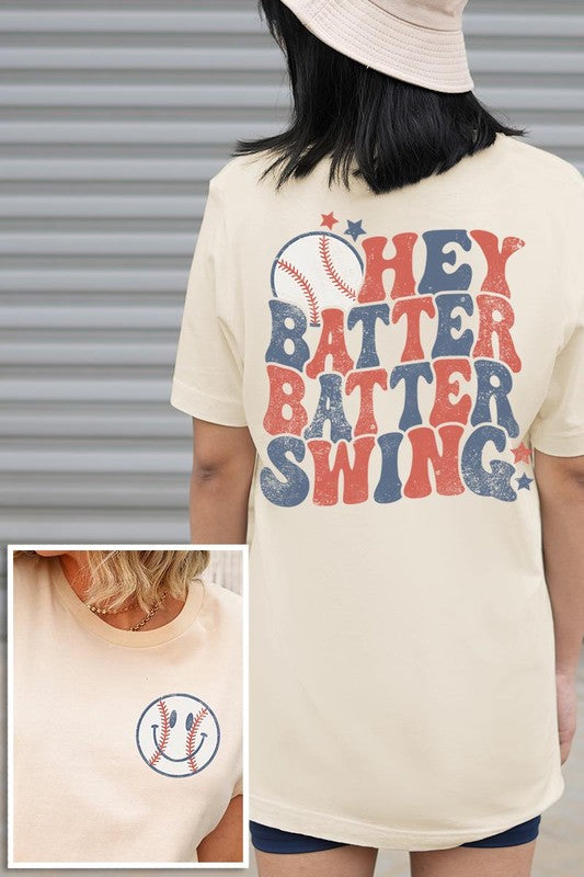 Batter Swing Baseball Front Back Graphic T Shirts