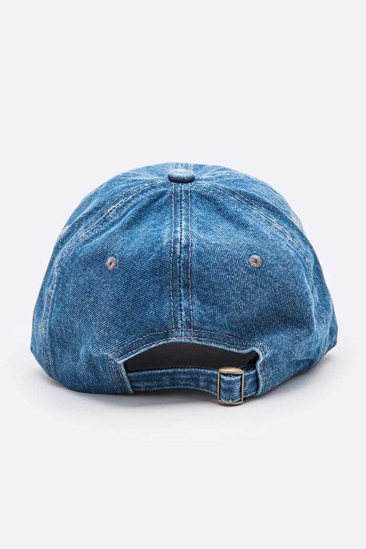 Rainbow Smiley Face Denim Cap