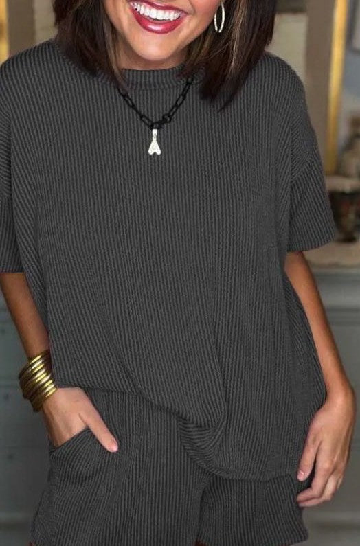 Ribbed Shorts Matching Set