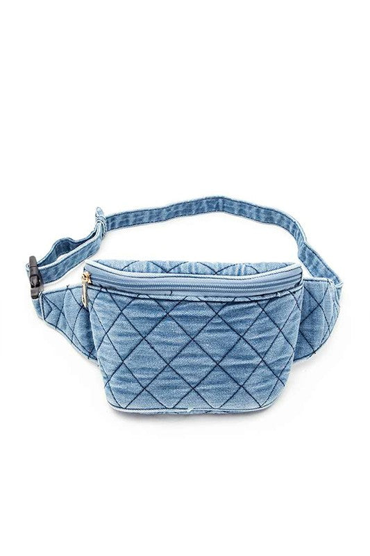 Washed Denim Quilted Fanny Pack | Modern Boutique Fashion