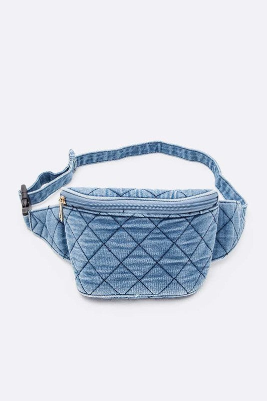 Washed Denim Quilted Fanny Pack | Modern Boutique Fashion
