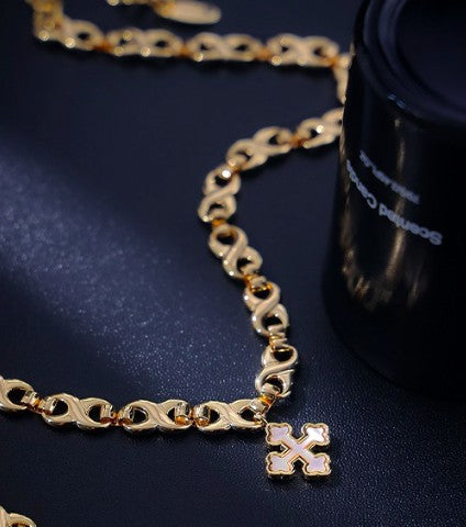 White Shell Cross Chain Necklace