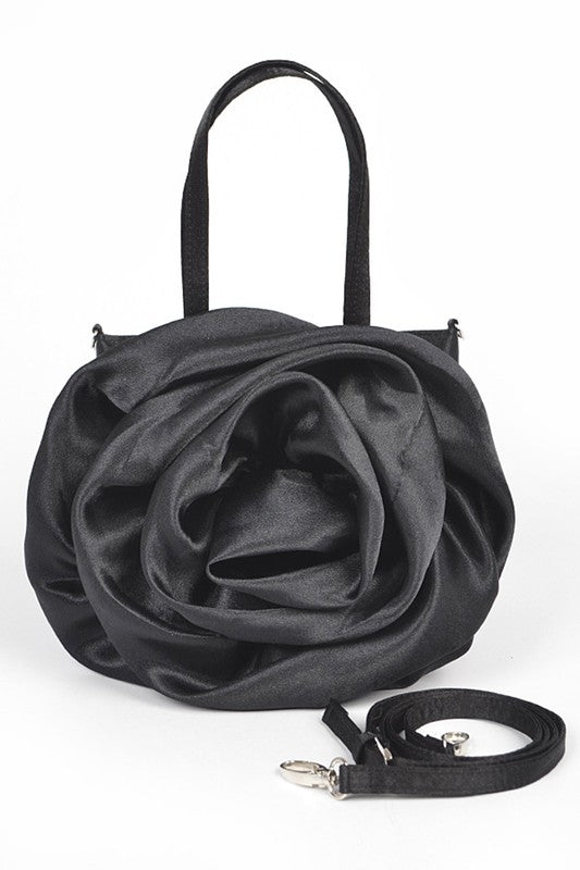 Oversize Satin Flower Top Handle Soft Clutch