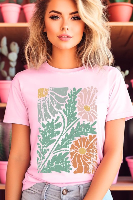 Distressed Boho flower Graphic T Shirts