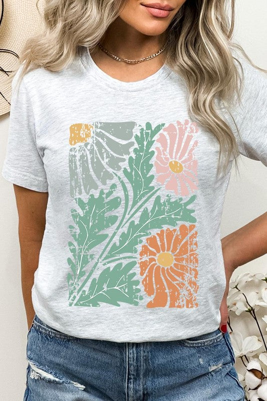 Distressed Boho flower Graphic T Shirts