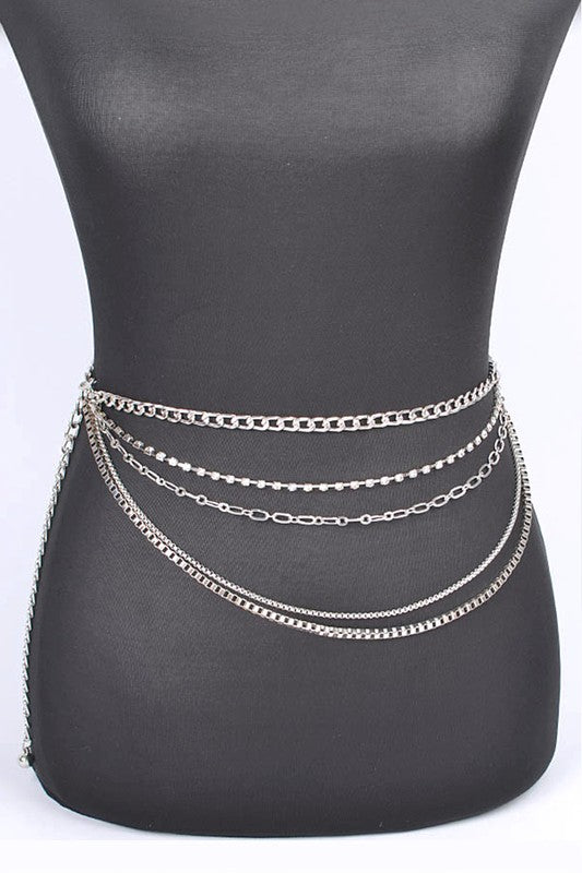 Iconic Mix Chain Rhinestone Chain Belt | Modern Boutique Fashion
