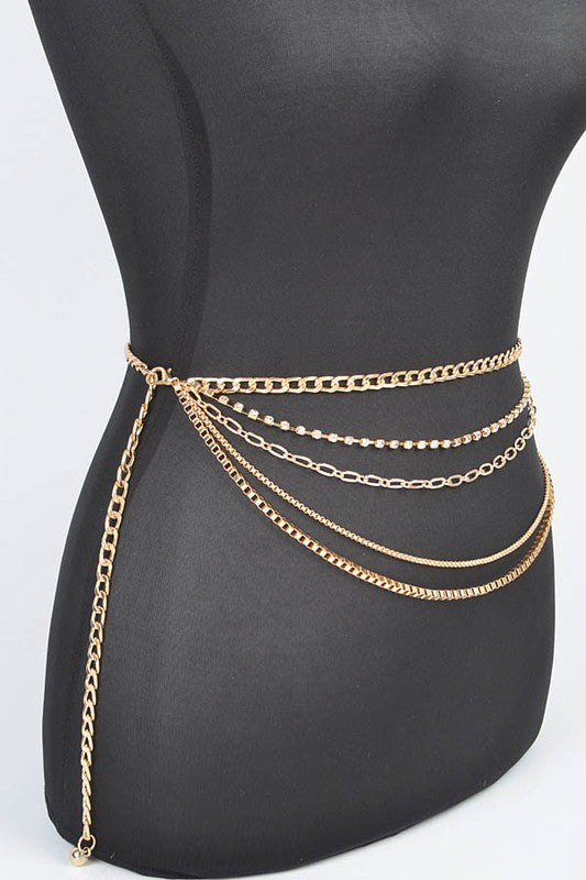 Iconic Mix Chain Rhinestone Chain Belt | Modern Boutique Fashion