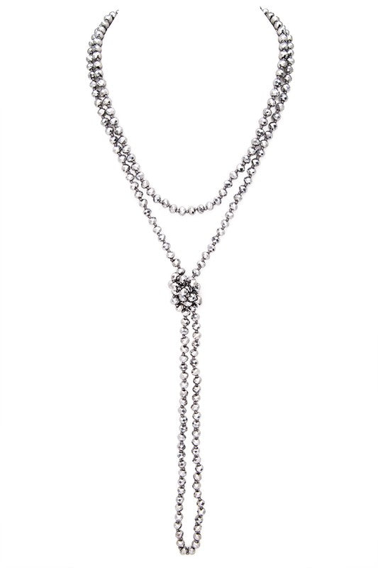 Convertible Hand Knotted Crystal Long Necklace