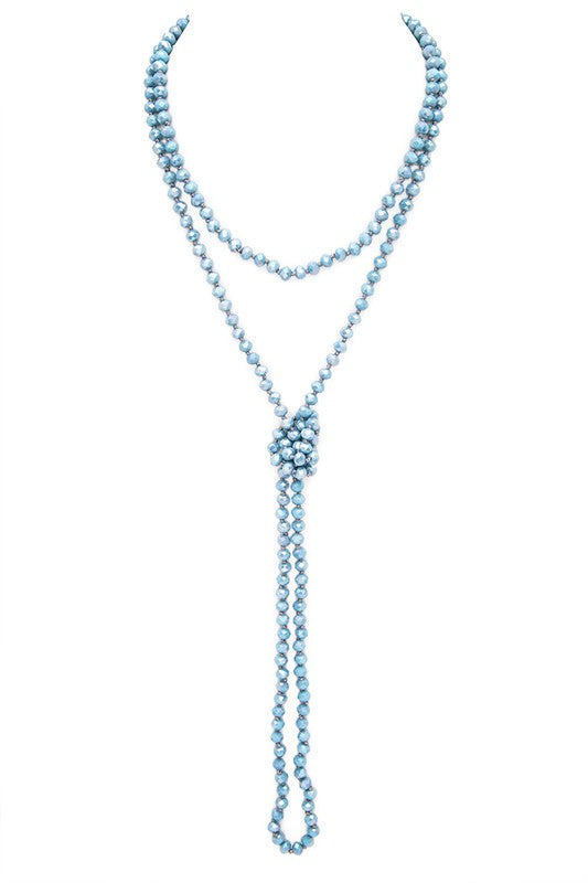 Convertible Hand Knotted Crystal Long Necklace