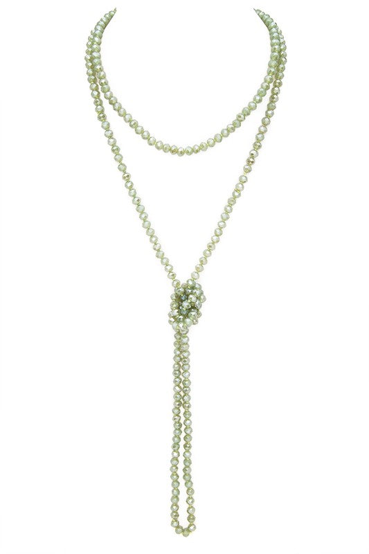 Convertible Hand Knotted Crystal Long Necklace