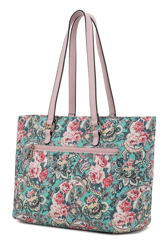 MKF Collection Quilted Cotton Botanical Tote Bag