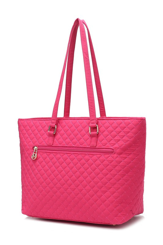 MKF Collection Solid Quilted Cotton Tote Bag