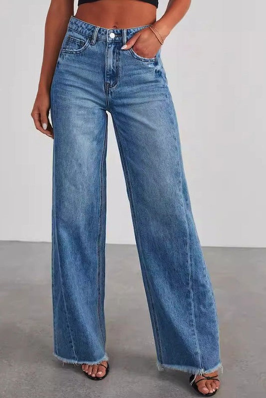 High Waisted Denim Wide Leg Jeans | Modern Boutique Fashion