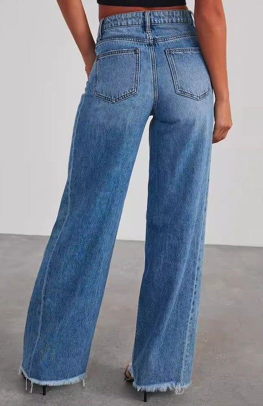 High Waisted Denim Wide Leg Jeans | Modern Boutique Fashion