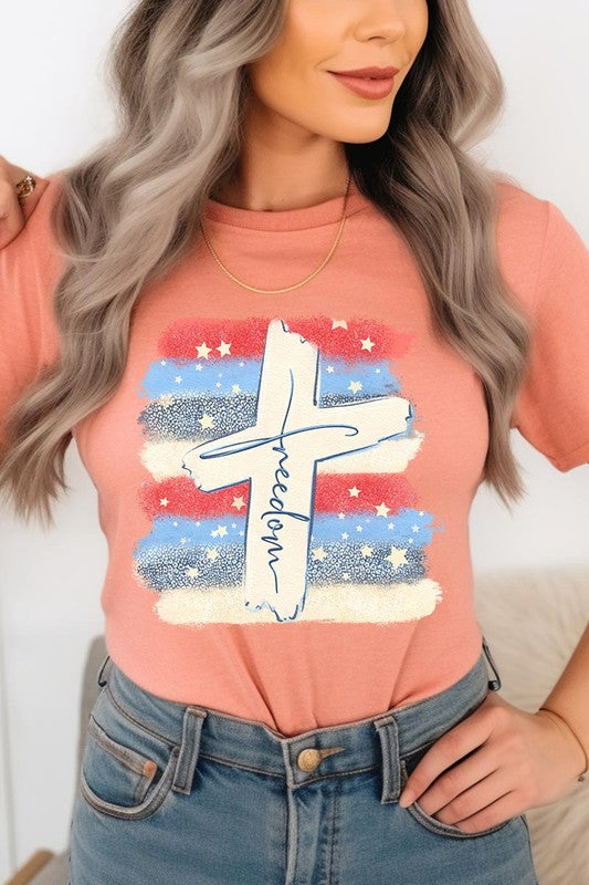 Freedom Cross 4th of July Graphic T Shirts
