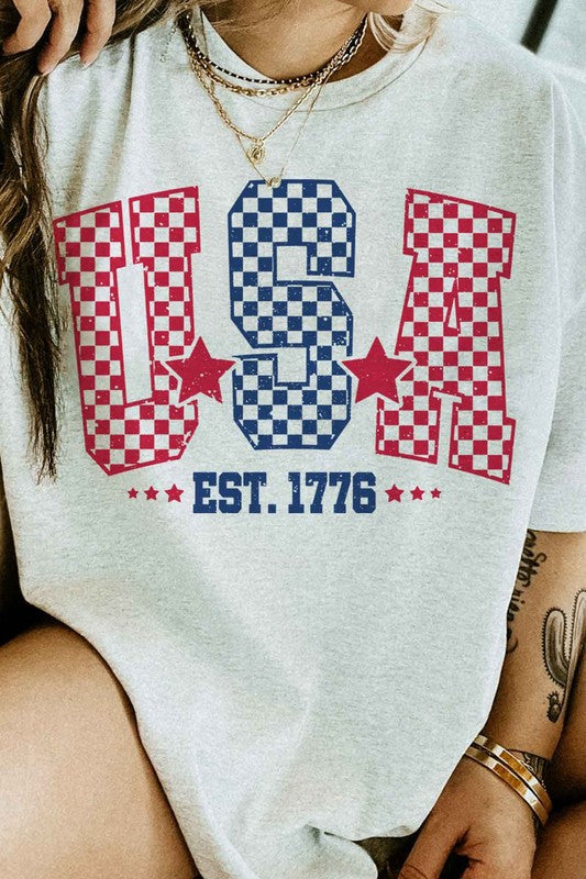 USA CHECKER GRAPHIC TEE