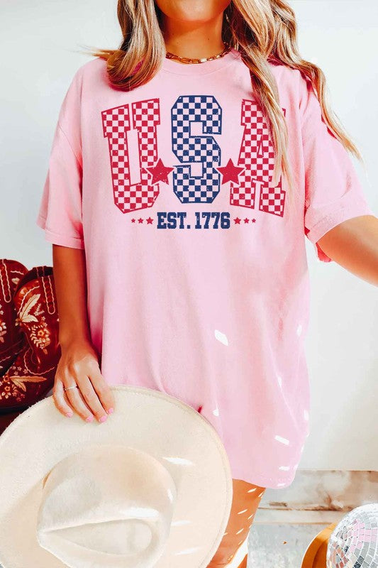 USA CHECKER GRAPHIC TEE