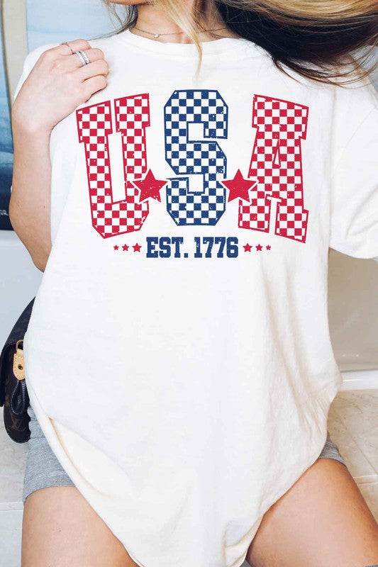 USA CHECKER GRAPHIC TEE