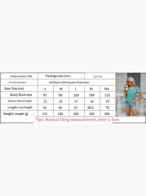 Womens Casual T-Shirts Short Sleeve V Neck Tops