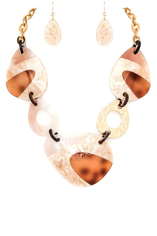 Mix Media Resin Statement Necklace Set