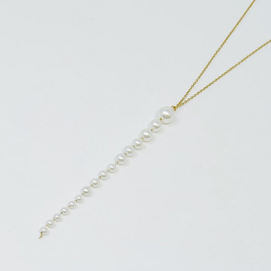 Gradiant Long Pearl Drop Necklace