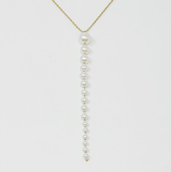 Gradiant Long Pearl Drop Necklace