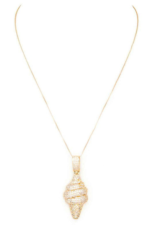 Micro Setting CZ Ice Cream Cone Pendant Necklace