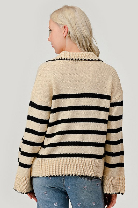 Stripe Pattern Knit Sweater