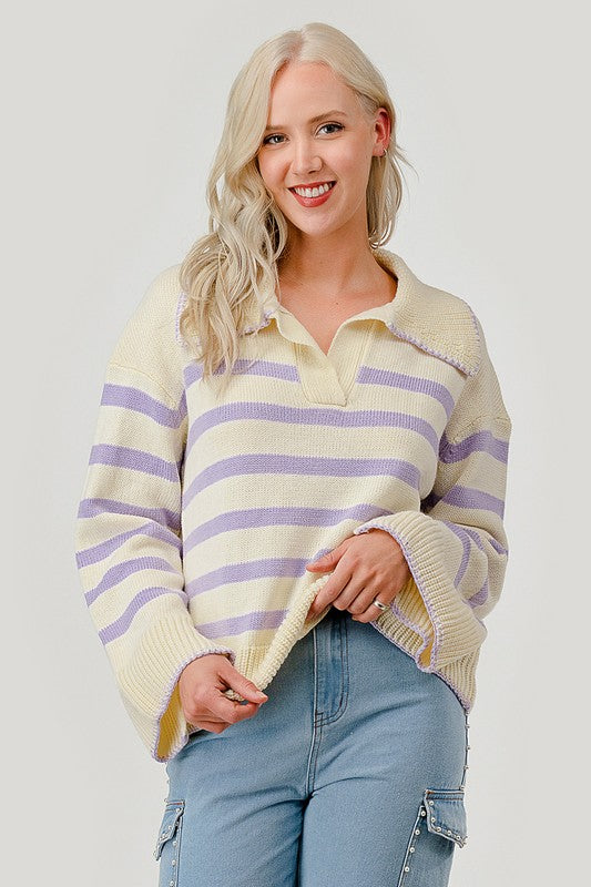 Stripe Pattern Knit Sweater