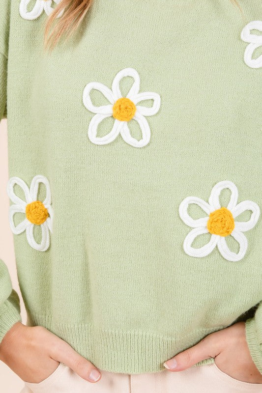 Floral Embroidered Knit Sweater