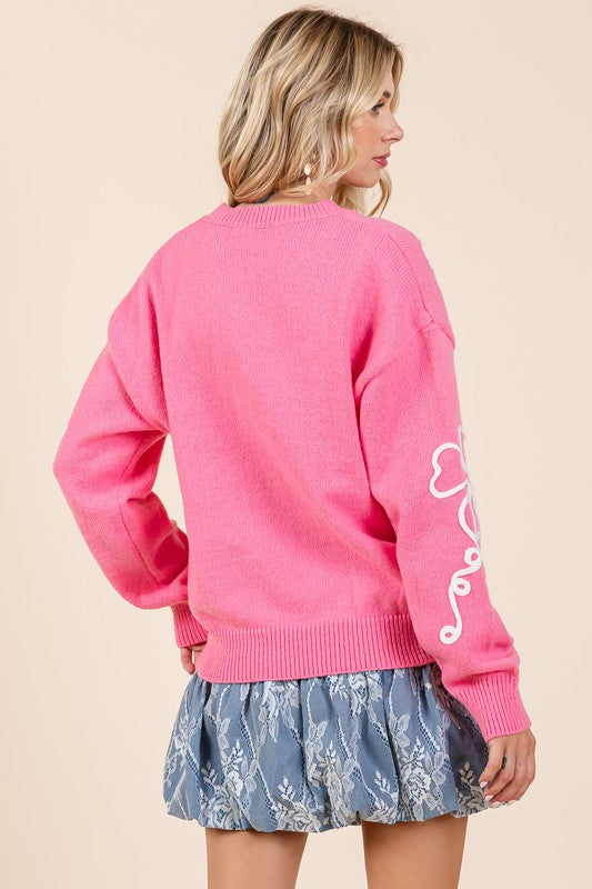 Floral Embroidered Knit Sweater