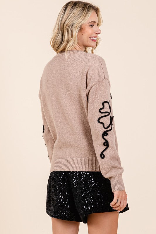 Floral Embroidered Knit Sweater