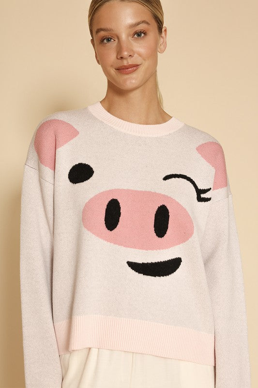 Pig Face Knit Sweater | Modern Boutique Fashion