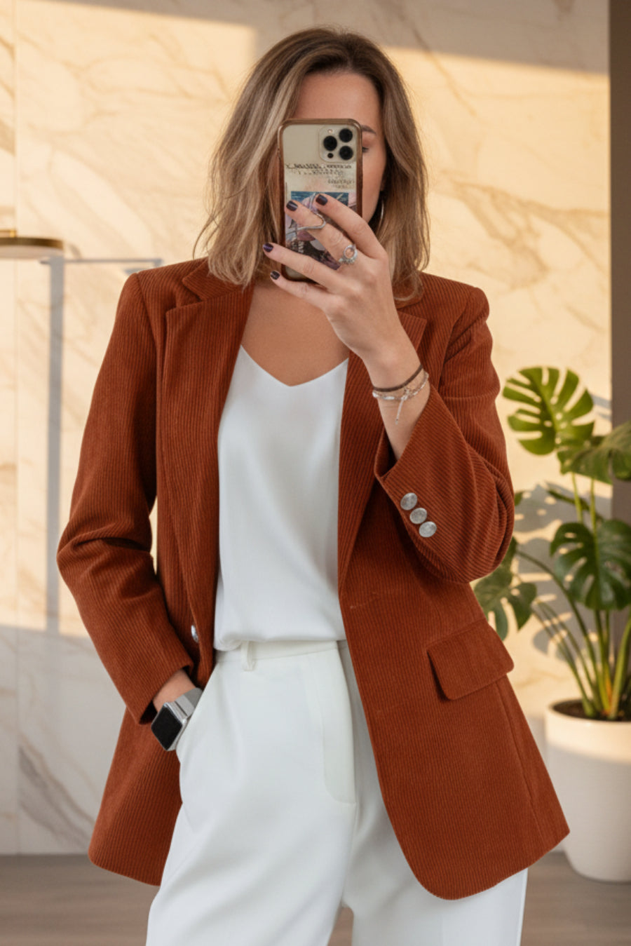 Women's Corduroy Blazer – Slim-Fit Elegant Workwear Jacket
