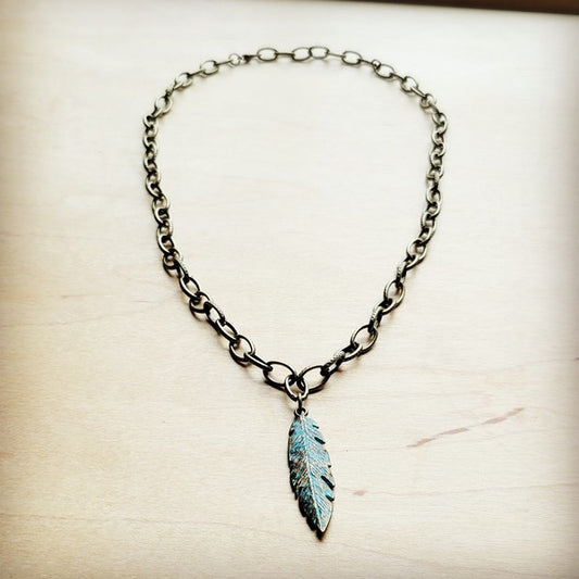 Antique Gold Collar Necklacew/ Feather Pendant