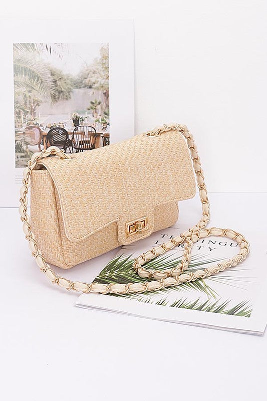 Straw Textured Shoulder Bag