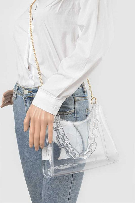Acrylic Shoulder Chain Cleared Transparent Stadium Bag