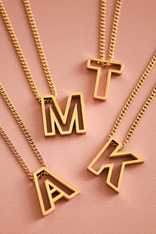 Cutout Initial Letter Personalized Necklace