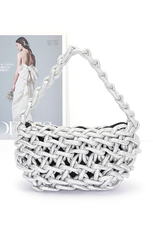 Metallic Strings Braided Shoulder Bag