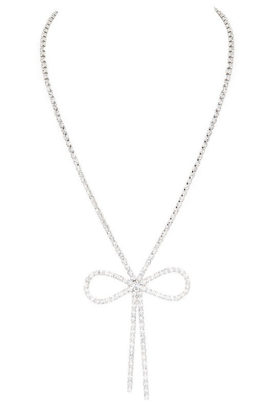 Rhinestone Dainty Bow Tie Necklace