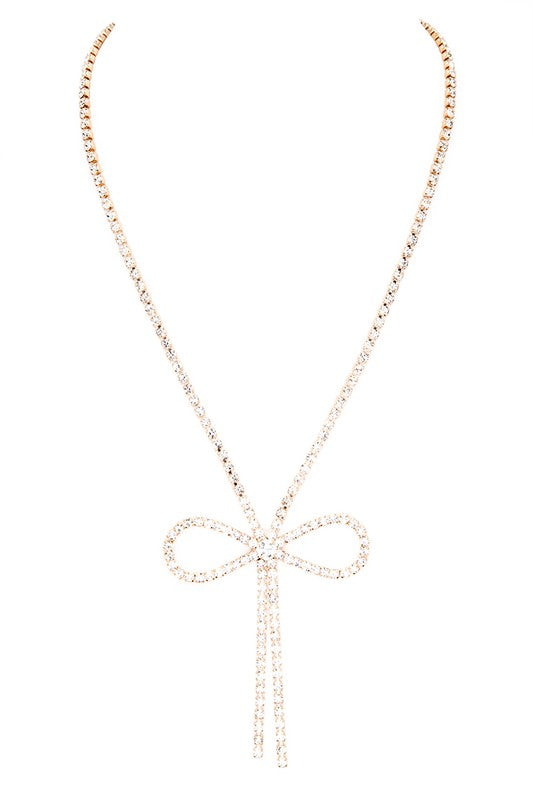 Rhinestone Dainty Bow Tie Necklace