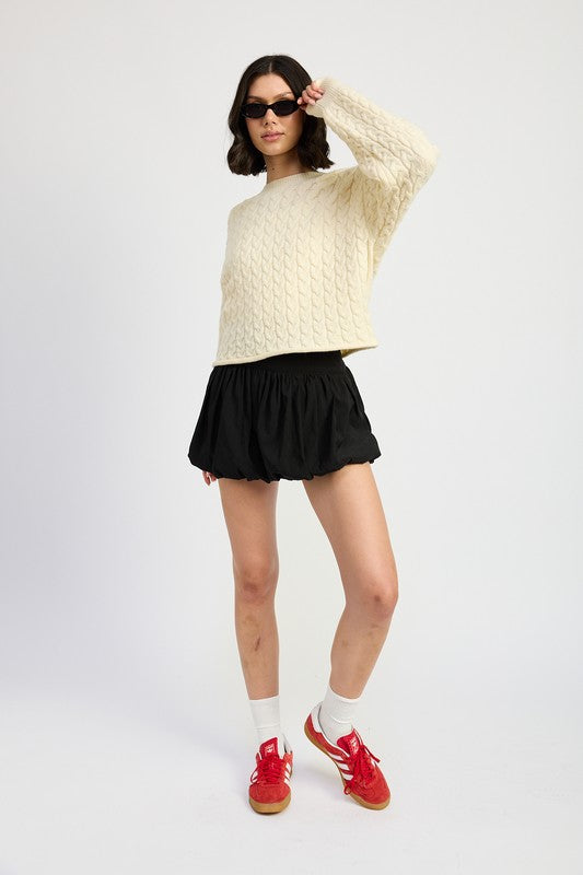 CABLE KNIT CROPPED SWEATER