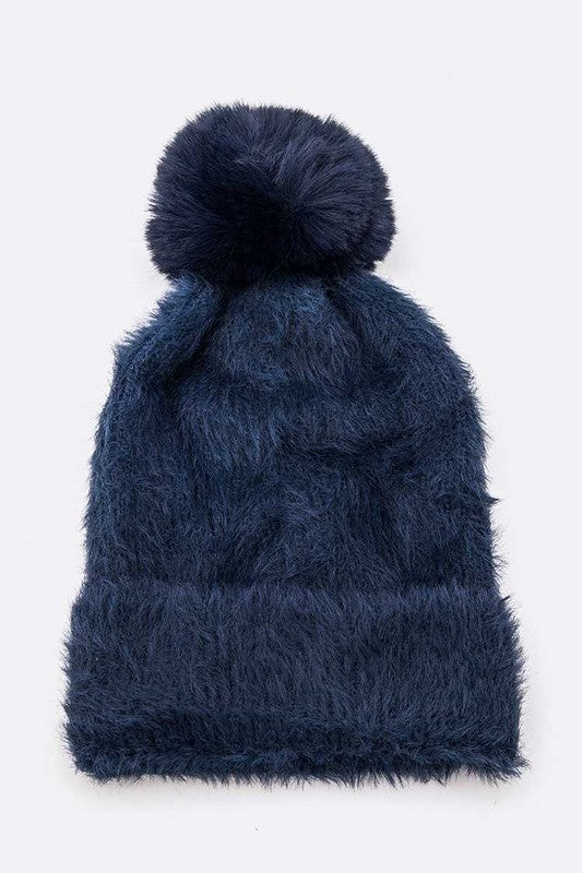Mohair Faux Fur Pom Soft Beanie | Modern Boutique Fashion