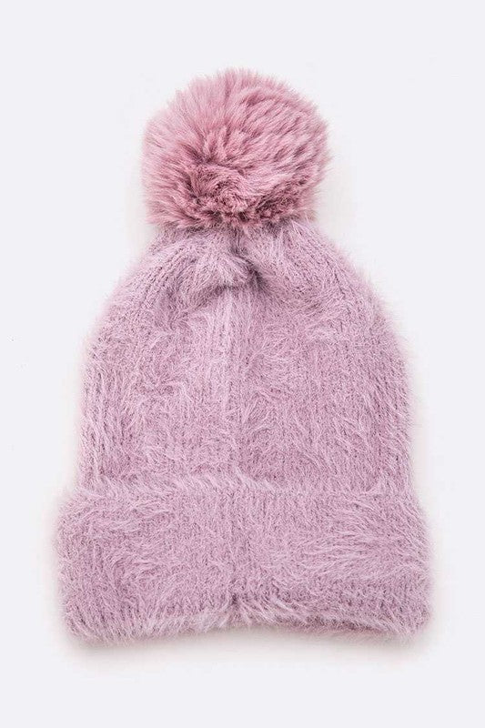Mohair Faux Fur Pom Soft Beanie | Modern Boutique Fashion