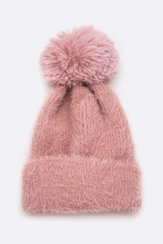 Mohair Faux Fur Pom Soft Beanie | Modern Boutique Fashion