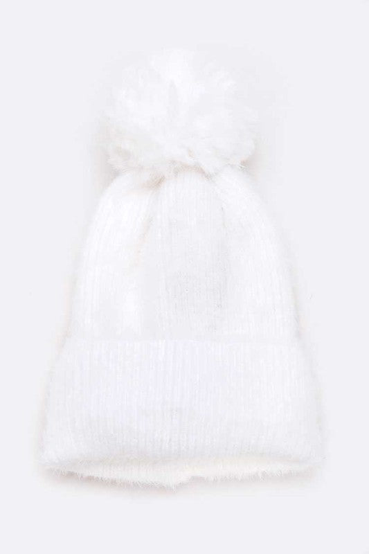Mohair Faux Fur Pom Soft Beanie | Modern Boutique Fashion