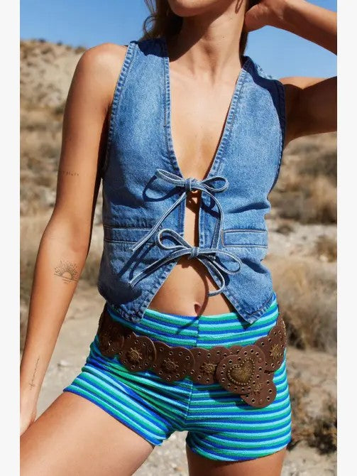 Denim Front Tie Vest | Modern Boutique Fashion