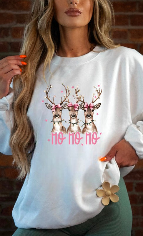 Ho Ho Ho Deer Cozy Crewneck Sweatshirt