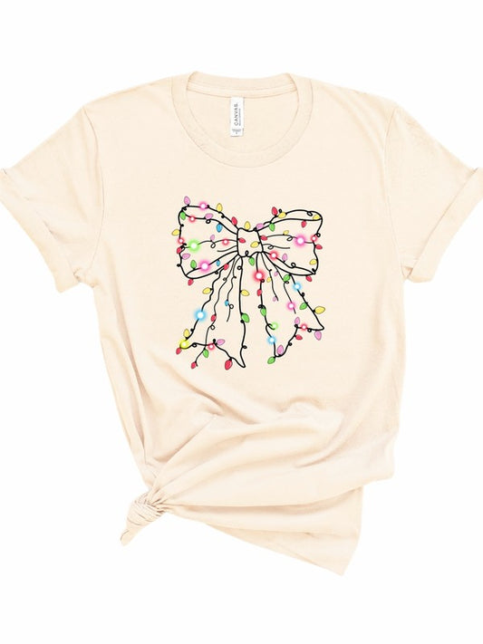 Christmas Bow Lights Holiday Graphic Tee