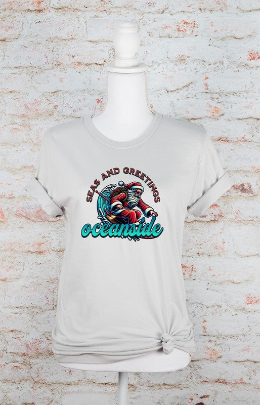 Seas and Greetings Oceanside Surf  Graphic Tee